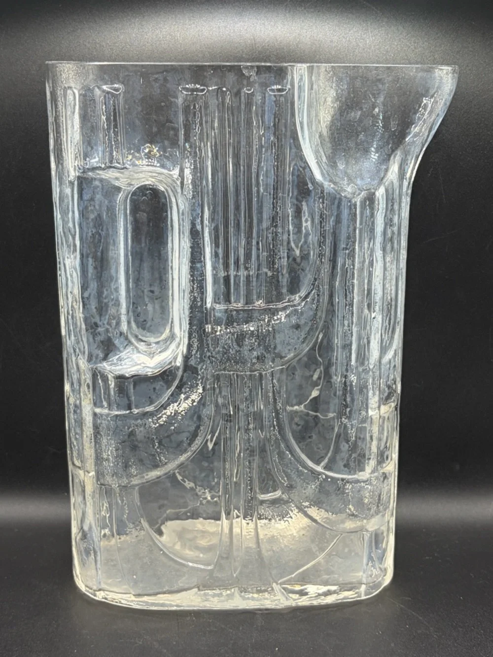 Vintage Mid Century Modern MCM Clear Glass Art Deco Style Pitcher Pourer Vessel